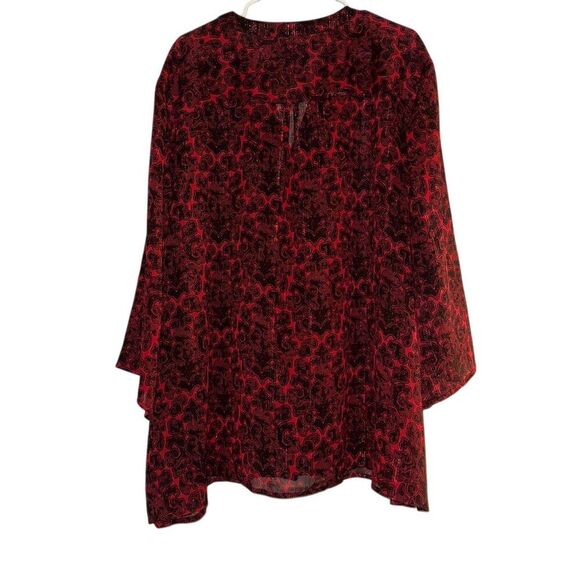 Plus Size 4X Floral Print Catherine's Blouse 3/4 Bell Sleeve Multicolor - Picture 2 of 6